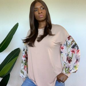 NWOT Floral Print Chiffon Sleeve Blouse